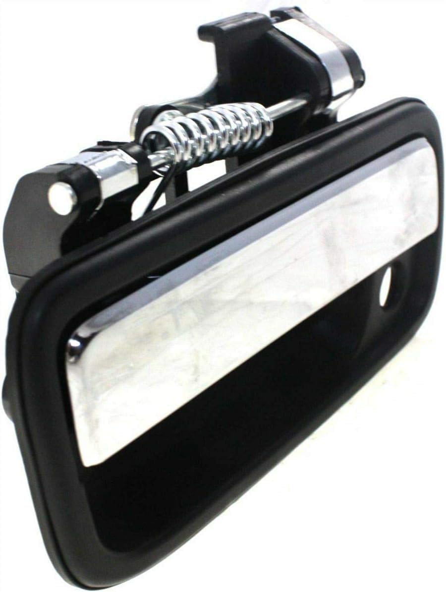 Front Exterior Door Handle Black Bezel with Chrome Lever Left Driver Side, with Key Hole for 1995-2004 Toyota Tacoma