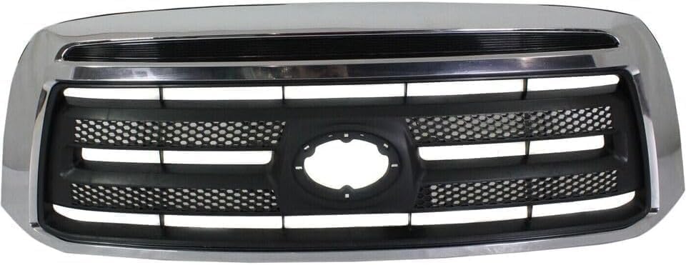 4-Piece Front Bumper Kit: Bumper Chrome Face Bar Steel, Primed Upper Cover, Textured Lower Valance Panel & Grille Assembly for 2010-2013 Toyota Tundra