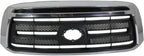 4-Piece Front Bumper Kit: Bumper Chrome Face Bar Steel, Primed Upper Cover, Textured Lower Valance Panel & Grille Assembly for 2010-2013 Toyota Tundra