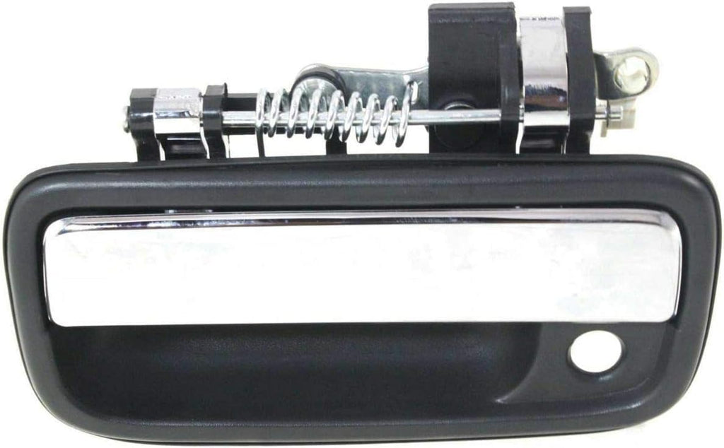 Front Exterior Door Handle Black Bezel with Chrome Lever Left Driver Side, with Key Hole for 1995-2004 Toyota Tacoma