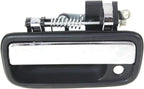 Front Exterior Door Handle Black Bezel with Chrome Lever Left Driver Side, with Key Hole for 1995-2004 Toyota Tacoma