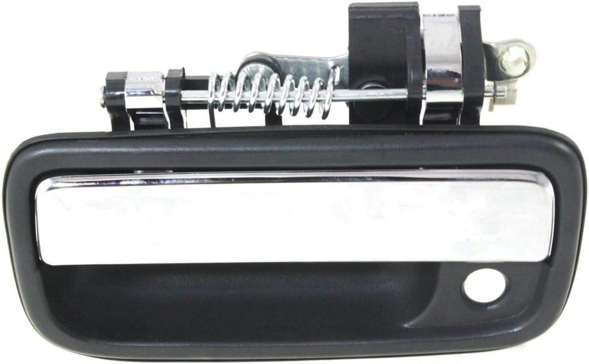 Front Exterior Door Handle Black Bezel with Chrome Lever Left Driver Side, with Key Hole for 1995-2004 Toyota Tacoma