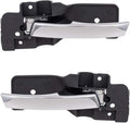Set of 2 Front Interior Door Handle Chrome Lever with Primed Bezel Left & Right Side, without Door Lock Hole for 2008-2018 Dodge Grand Caravan & 2008-2016 Chrysler Town & Country