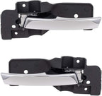 Set of 2 Front Interior Door Handle Chrome Lever with Primed Bezel Left & Right Side, without Door Lock Hole for 2008-2018 Dodge Grand Caravan & 2008-2016 Chrysler Town & Country