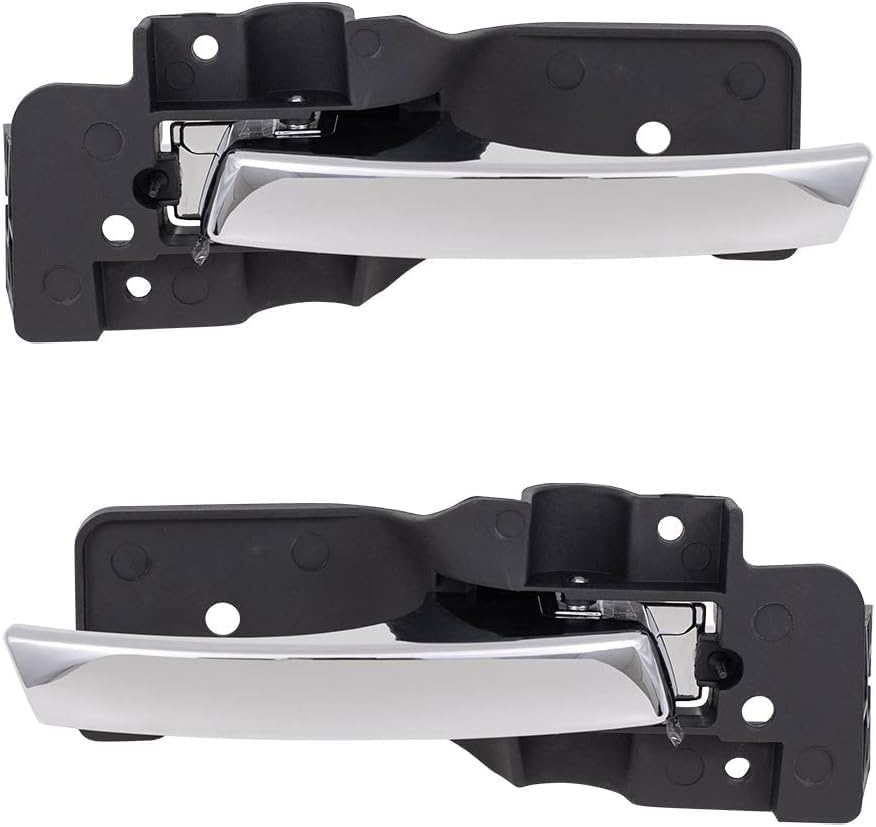Set of 2 Front Interior Door Handle Chrome Lever with Primed Bezel Left & Right Side, without Door Lock Hole for 2008-2018 Dodge Grand Caravan & 2008-2016 Chrysler Town & Country