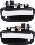Front Door Handle Textured Black with Chrome Lever Left Driver & Right Passenger Side, with Key Hole for 1995-2004 Toyota Tacoma