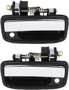 Front Door Handle Textured Black with Chrome Lever Left Driver & Right Passenger Side, with Key Hole for 1995-2004 Toyota Tacoma