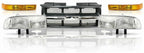 Front Grille Primed with Chrome Center Bar + Signal Lamp + Head Lights Left Driver & Right Passenger Side for 1998-2004 Chevrolet S10 & 1998-2004 Blazer