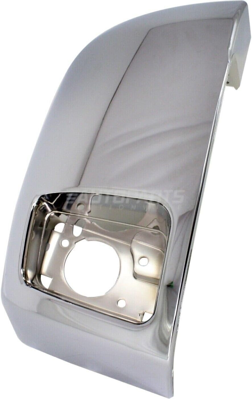 Front Bumper End Cap Chrome Steel Right Passenger Side with Fog Light Hole for 2007-2012 Chevrolet Silverado 2500 HD & 2007-2012 Silverado 3500 HD