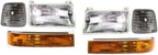 17-Piece Front Bumper Kit: Chrome Bumper, Moldings, Grille, Lower Valance, Brackets & Headlight Kit (Left & Right) for 1993-1997 Ford F-350, 1992-1996 F-150 & More