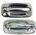 Set of 2 Front Exterior Door Handle Chrome with Keyhole Left Driver & Right Passenger Side for 1999-2006 GMC Sierra 1500, 2002-2006 Chevrolet Avalanche 1500 & More