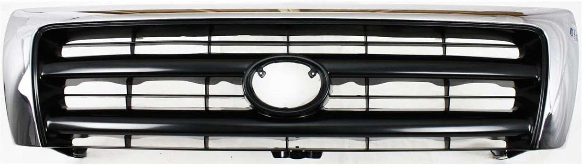 7-Piece Front Grille Kit: Chrome Grille Shell Painted & Dark Argent Insert, Fillers, Corner Lights, Headlights & Brackets (Left & Right) for 1998-2000 Toyota Tacoma