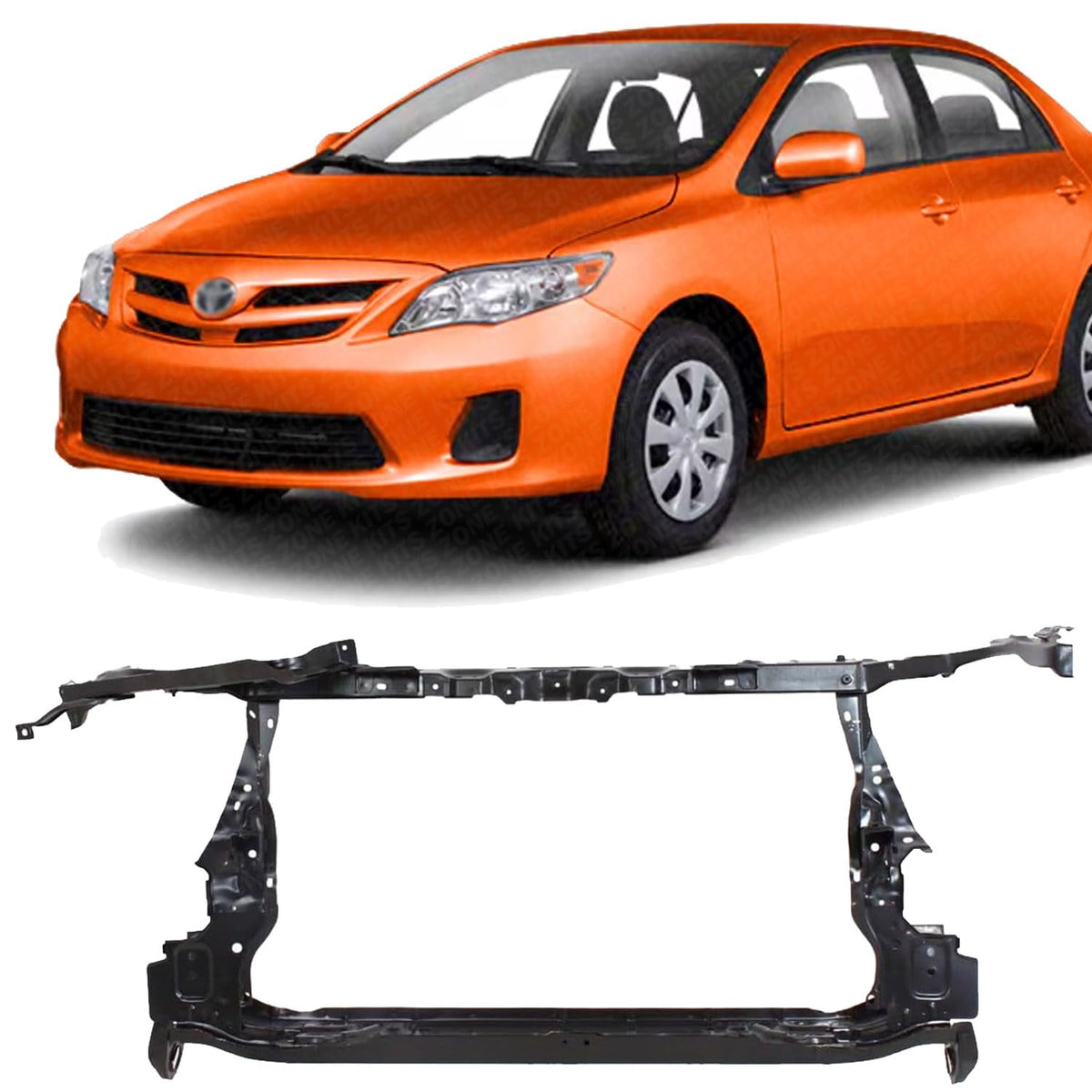 Front Radiator Support Assembly with Hood Latch Steel, with Hood Latch Support, North America Built Vehicle for 2009-2013 Toyota Corolla