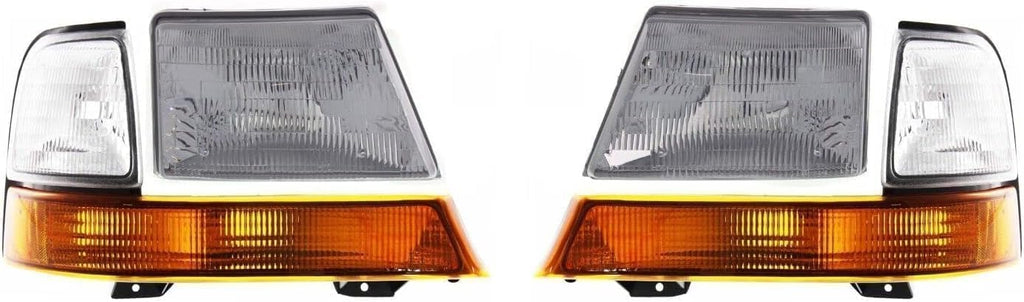 5-Piece Front Grille Kit: Chrome Grille Shell & Insert, Headlights Assembly & Corner Lamps (Left & Right) for 1998-2000 Ford Ranger