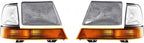 5-Piece Front Grille Kit: Chrome Grille Shell & Insert, Headlights Assembly & Corner Lamps (Left & Right) for 1998-2000 Ford Ranger