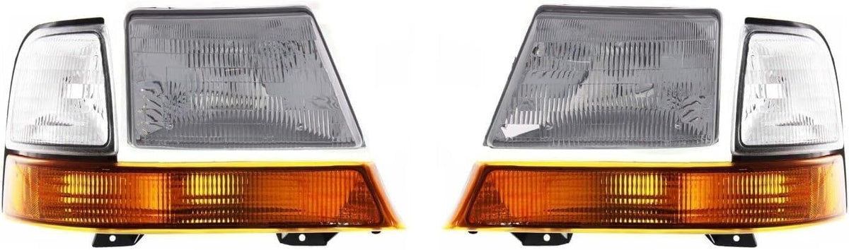 5-Piece Front Grille Kit: Chrome Grille Shell & Insert, Headlights Assembly & Corner Lamps (Left & Right) for 1998-2000 Ford Ranger