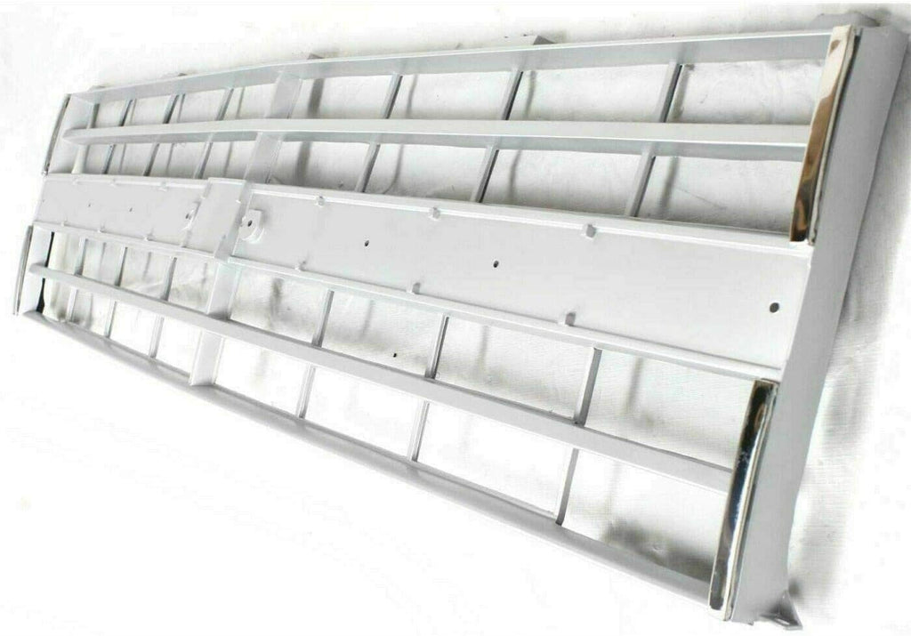 3-Piece Front Grille Kit: Silver Grille Shell & Insert with Molding Holes & Head Lamp Door (Left & Right) for 1985-1987 Chevrolet C10, 1985-1987 C20 & More
