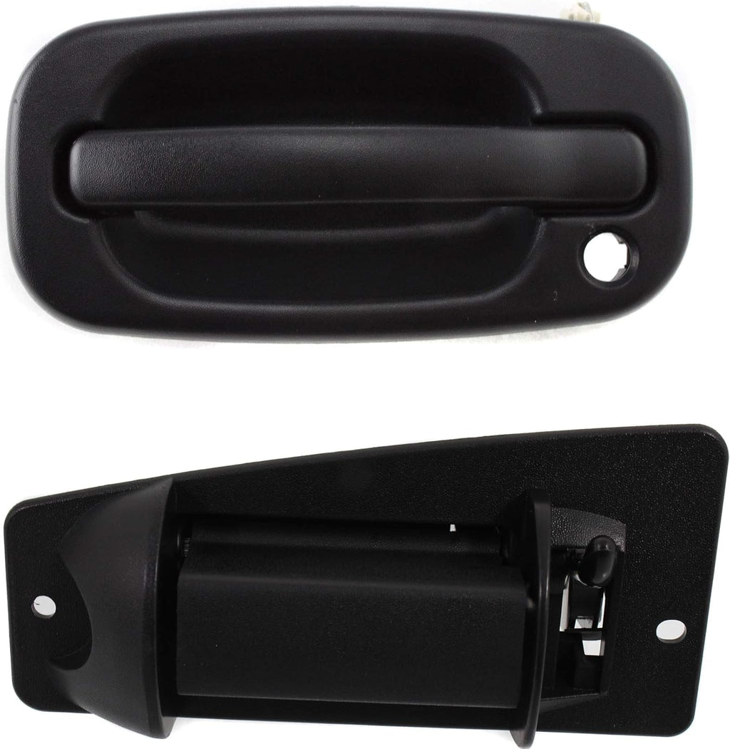Front & Rear Exterior Door Handle Textured Left Driver Side, Extended Cab Pickup, Front Driver Side - with Key Hole for 1999-2007 GMC Sierra 1500, 1999-2007 Chevrolet Silverado 1500 & More