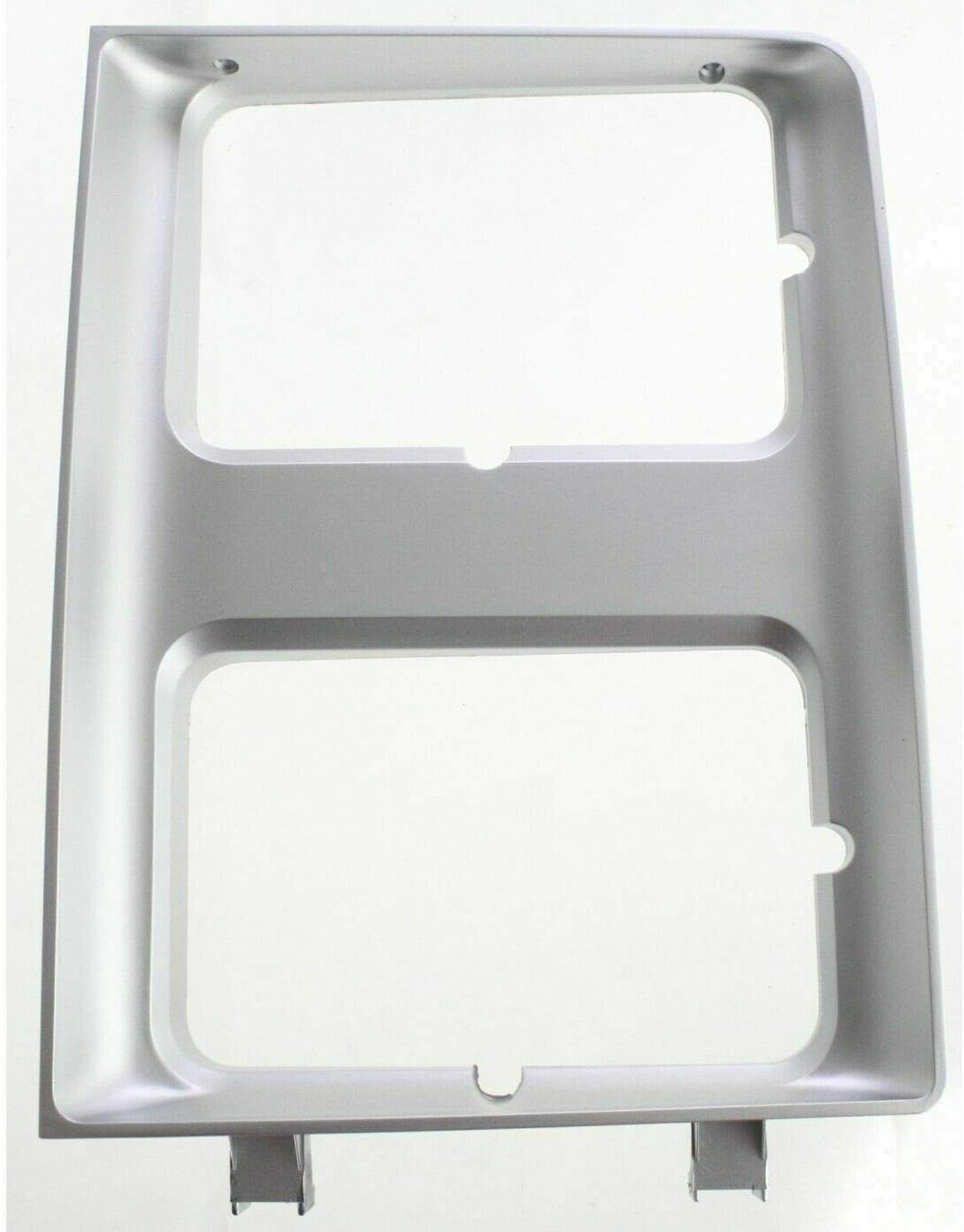 3-Piece Front Grille Kit: Silver Grille Shell & Insert with Molding Holes & Head Lamp Door (Left & Right) for 1985-1987 Chevrolet C10, 1985-1987 C20 & More