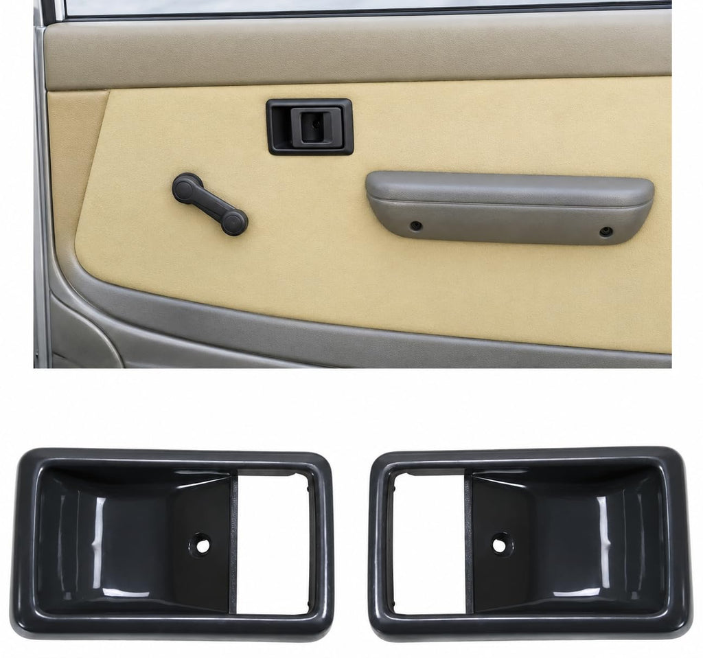 Set of 2 Front Inside Door Handle Cases Gray Plastic Right Passenger & Left Driver Side for 1984-1989 Toyota Pickup, 1984-1987 Corolla & More