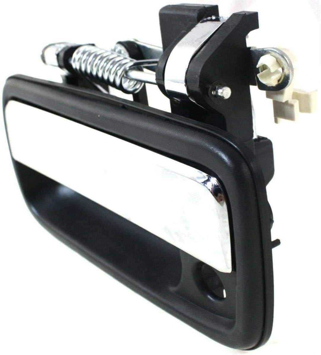 Front Exterior Door Handle Black Bezel with Chrome Lever Left Driver Side, with Key Hole for 1995-2004 Toyota Tacoma