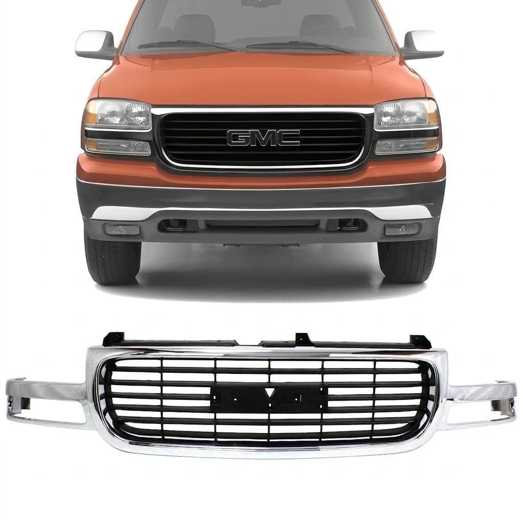 Front Grille Chrome Shell/painted Black Insert for 1999-2002 GMC Sierra 1500, 1999-2002 Sierra 2500 & More