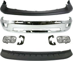 7-Piece Front Bumper Kit: Chrome Bumper, Textured Upper Cover, Primed Lower Valance & Fog Lights with Brackets (Left & Right) for 2011-2012 Ram 1500 & 2009-2010 Dodge Ram 1500