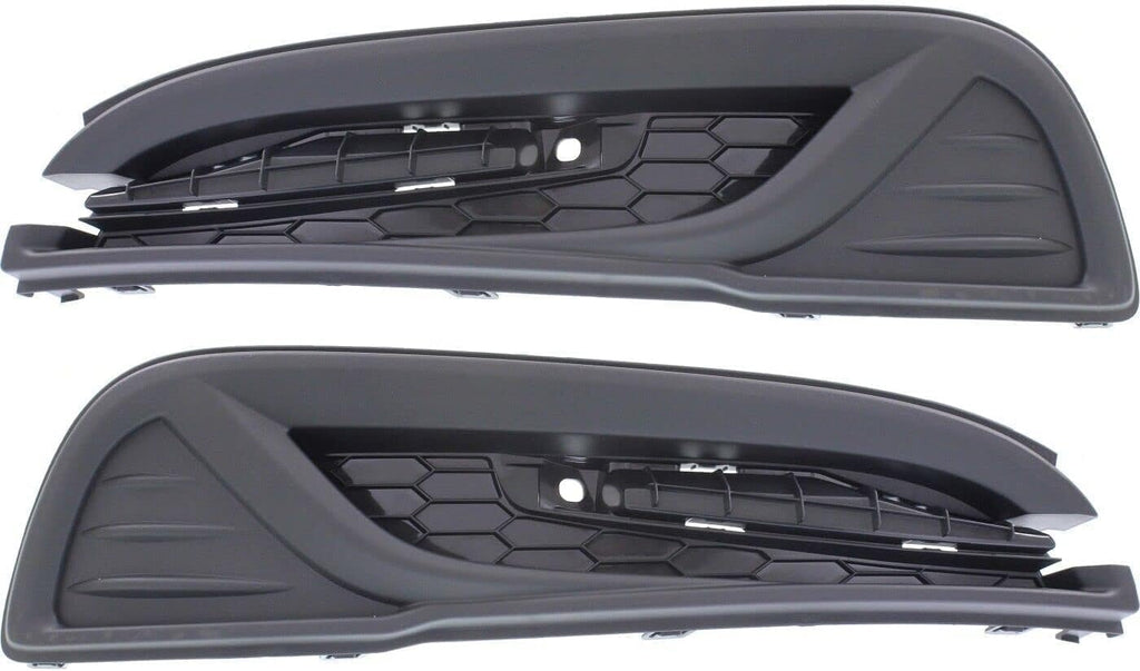 5-Piece Front Bumper Cover Kit: Primed Bumper Cover, Lower Grille, Chrome Molding & Textured Fog Light Cover (Left & Right) for 2013-2015 Honda Civic