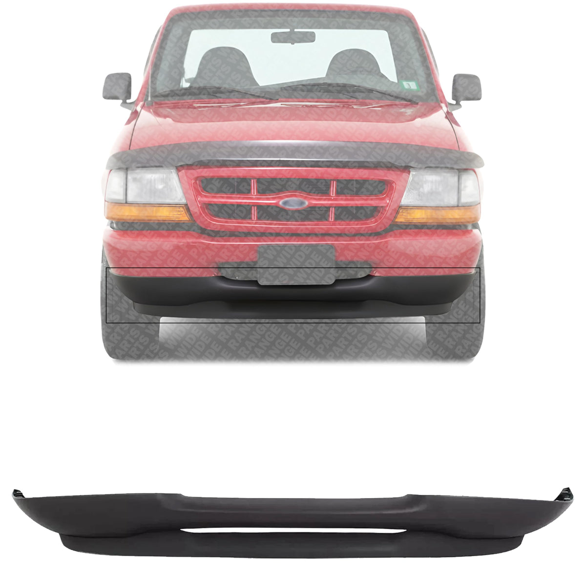 Front Lower Valance Textured Plastic without Fog Light Holes for 1998-2000 Ford Ranger