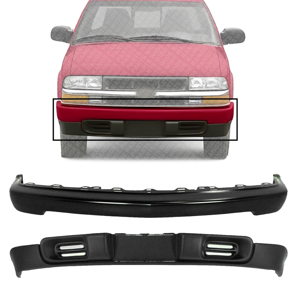 Front Bumper Primed Steel + Lower Valance Textured for 1982-1991 GMC S15, 1982-1994 Chevrolet S10 & More