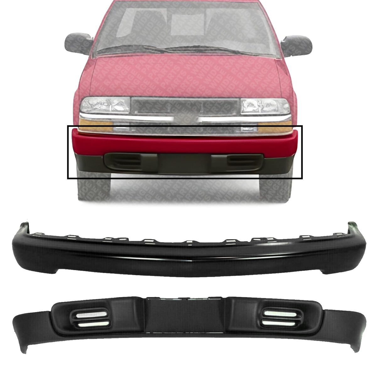 Front Bumper Primed Steel + Lower Valance Textured for 1982-1991 GMC S15, 1982-1994 Chevrolet S10 & More