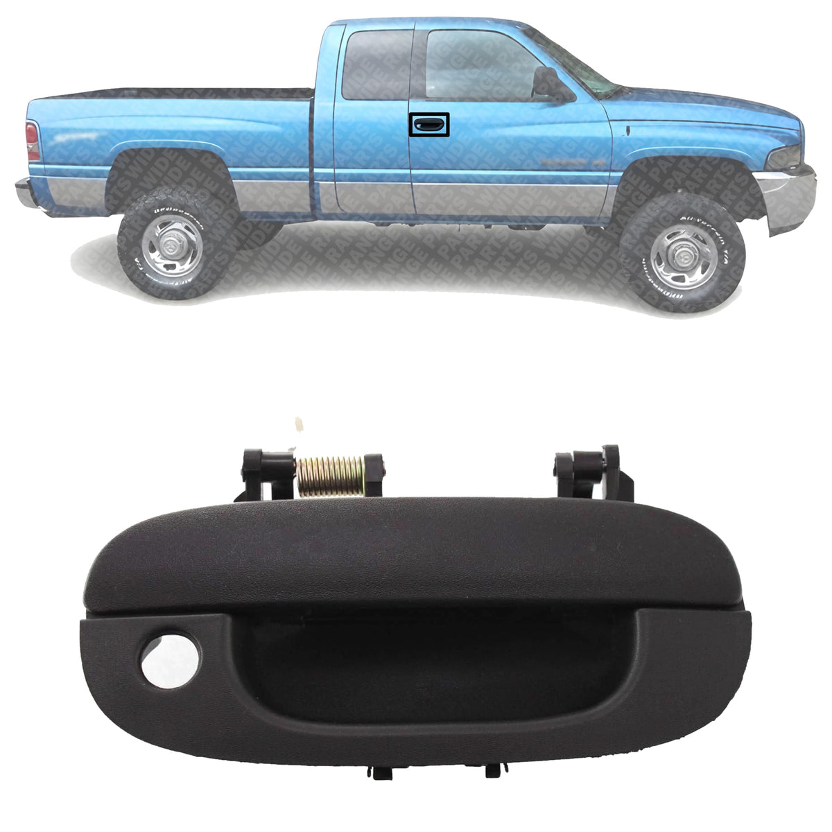 Front Exterior Door Handle Textured Right Passenger Side, with Key Hole for 1994-2001 Dodge Ram 1500, 1994-2002 Ram 2500 & More