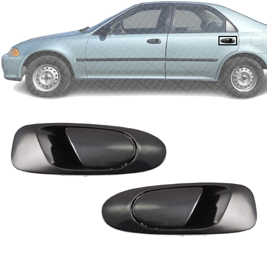 Set of 2 Rear Exterior Door Handle Textured Left Driver & Right Passenger Side for 1992-1995 Honda Civic