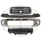 4-Piece Front Bumper Kit: Bumper Chrome Face Bar Steel, Primed Upper Cover, Textured Lower Valance Panel & Grille Assembly for 2010-2013 Toyota Tundra