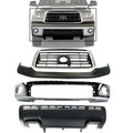Front Bumper Face Bar Chrome Steel + Upper Cover Primed + Lower Valance Panel Textured + Grille Assembly for 2010-2013 Toyota Tundra