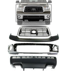 Front Bumper Face Bar Chrome Steel + Upper Cover Primed + Lower Valance Panel Textured + Grille Assembly for 2010-2013 Toyota Tundra