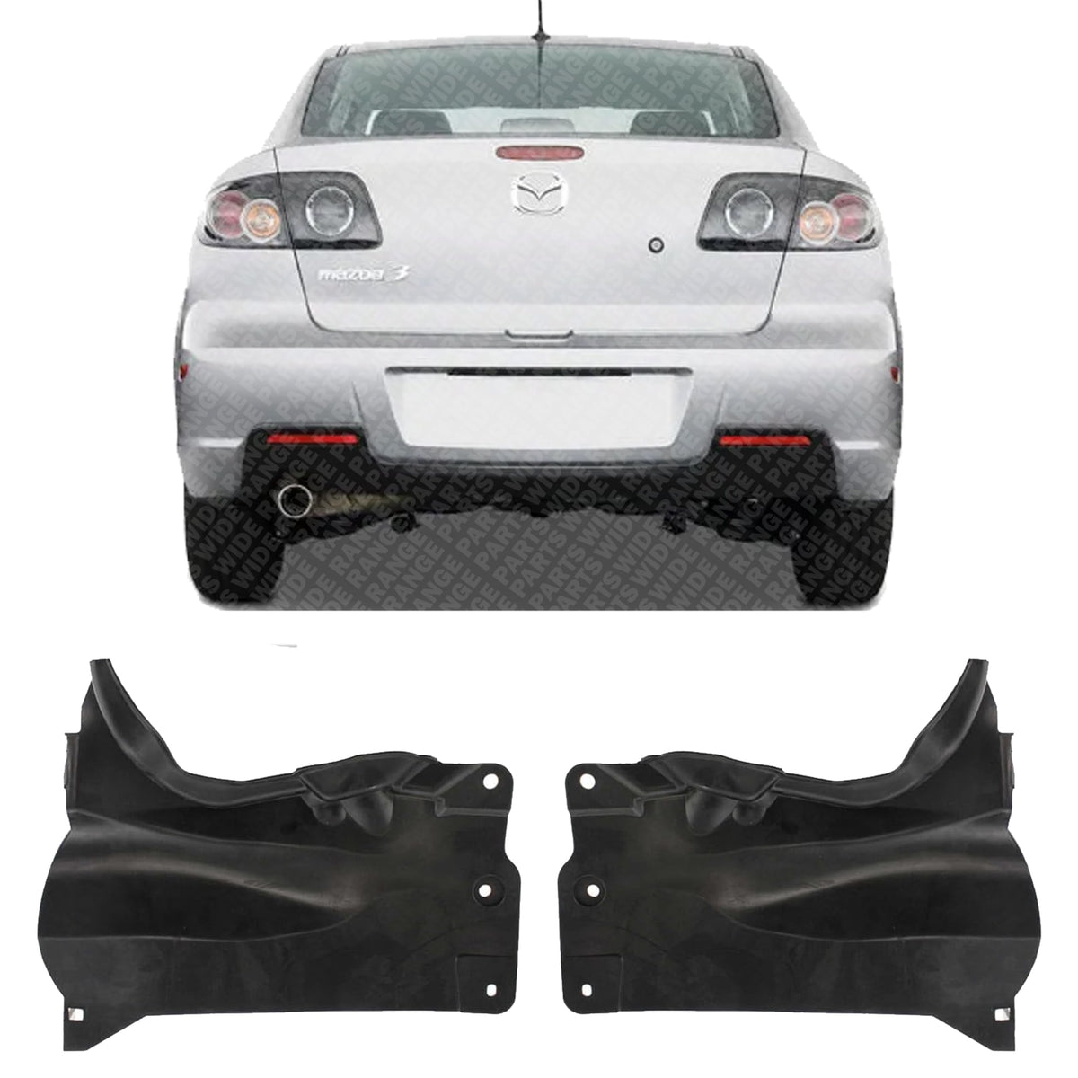 Set of 2 Rear Engine Splash Shield Under Cover Left Driver & Right Passenger Side for 2004-2009 Mazda 3 & 2006-2010 5