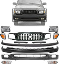 Front Bumper + Grille + Upper + Valance + Fillers + Headlight + Signal & Corner Lamp Left & Right Side for 2001-2004 Toyota Tacoma
