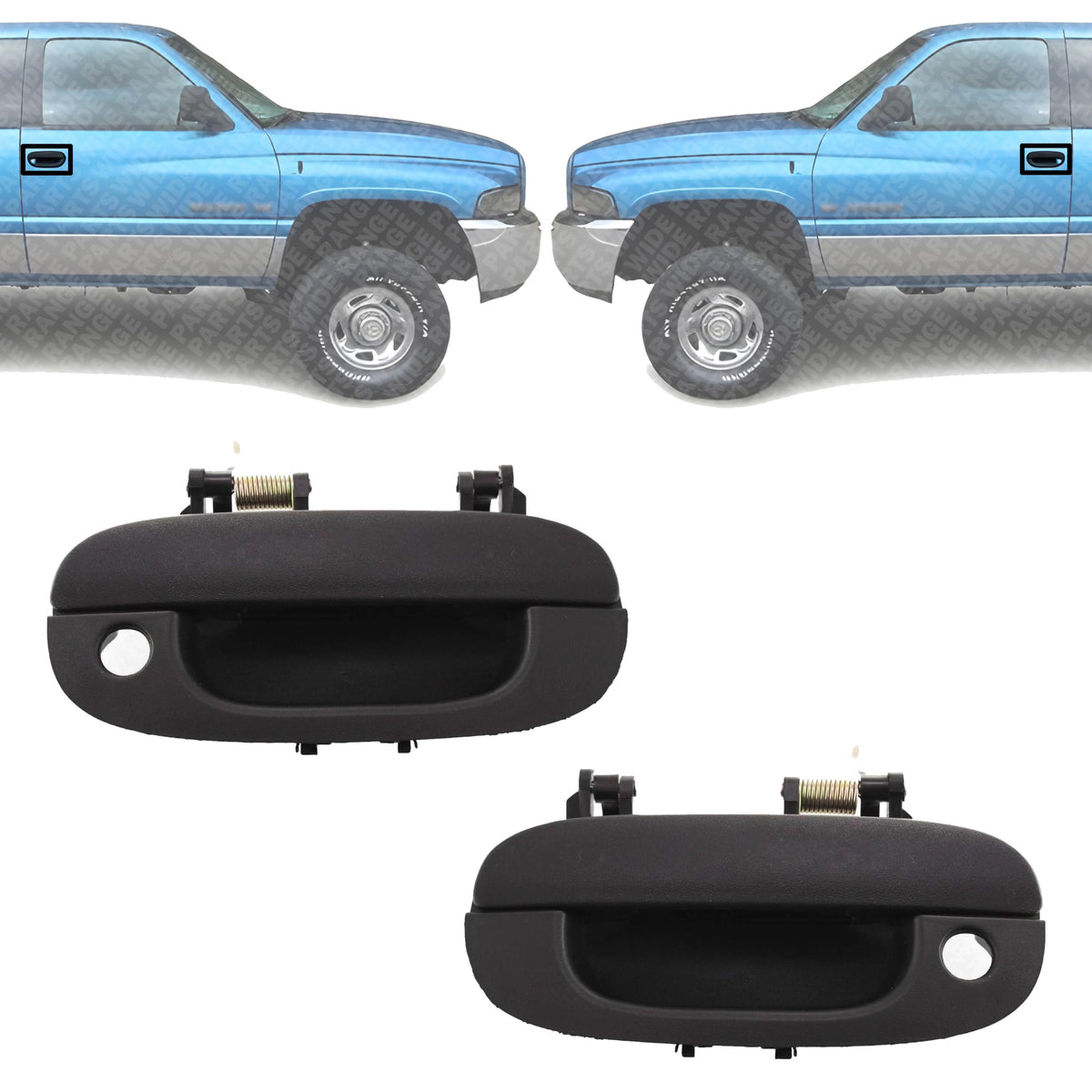 Front Exterior Door Handles Textured Left Driver & Right Passenger Side, with Key Hole for 1994-2001 Dodge Ram 1500, 1994-2002 Ram 2500 & More