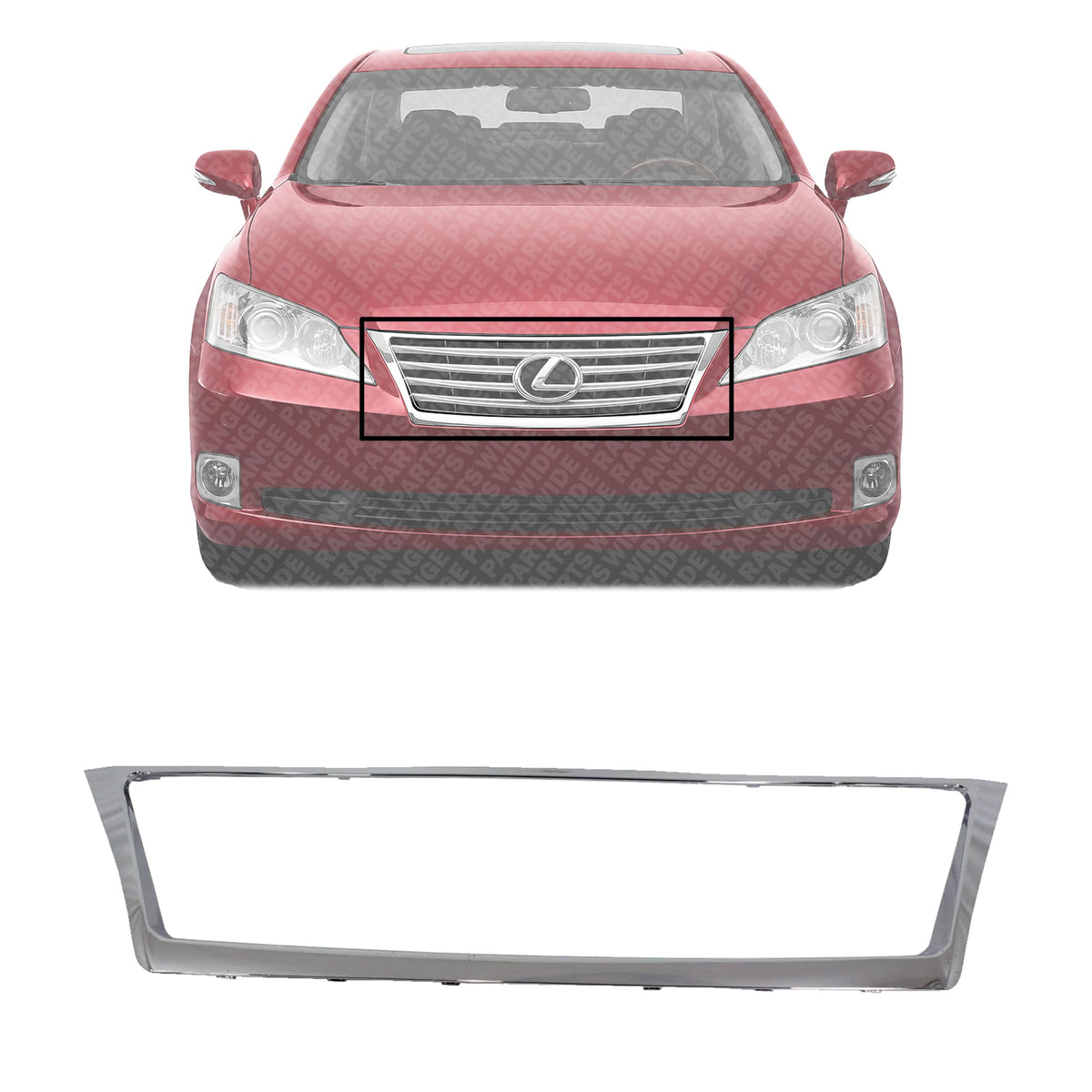 Front Center Main Grille Trim Molding Chrome, Base Model for 2010-2012 Lexus ES350