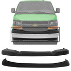 Front Bumper Upper Cover + Lower Valance Air Deflector Textured for 2003-2017 Chevrolet Express 3500, 2003-2017 Express 2500 & More