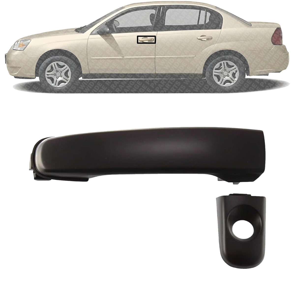 Front Exterior Door Handle Smooth Black with Keyhole Left Side for 2004-2008 Chevrolet Malibu, 2006-2011 HHR & More