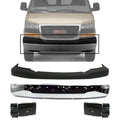 Front Bumper Steel + Upper Cover Textured + Bracket Right & Left Side for 2003-2014 GMC Savana 1500, 2003-2023 Savana 2500 & More