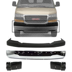 Front Bumper Steel + Upper Cover Textured + Bracket Right & Left Side for 2003-2014 GMC Savana 1500, 2003-2023 Savana 2500 & More