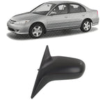 Front Mirror Manual Remote Non-folding Primed Left Driver Side for 2001-2005 Honda Civic