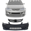 Front Bumper Cover Primed + Grille Painted Black Shell & Insert for 2004-2005 Honda Civic