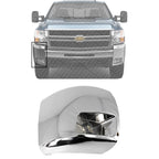Front Bumper End Cap Chrome Steel Right Passenger Side with Fog Light Hole for 2007-2012 Chevrolet Silverado 2500 HD & 2007-2012 Silverado 3500 HD