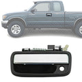 Front Exterior Door Handle Black Bezel with Chrome Lever Left Driver Side, with Key Hole for 1995-2004 Toyota Tacoma