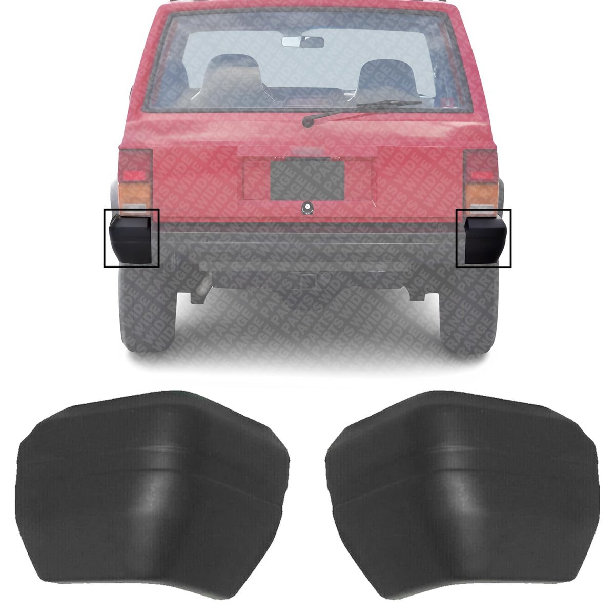 Set of 2 Rear Bumper End Cap Textured Left Driver & Right Passenger Side for 1984-1996 Jeep Cherokee & 1984-1990 Wagoneer