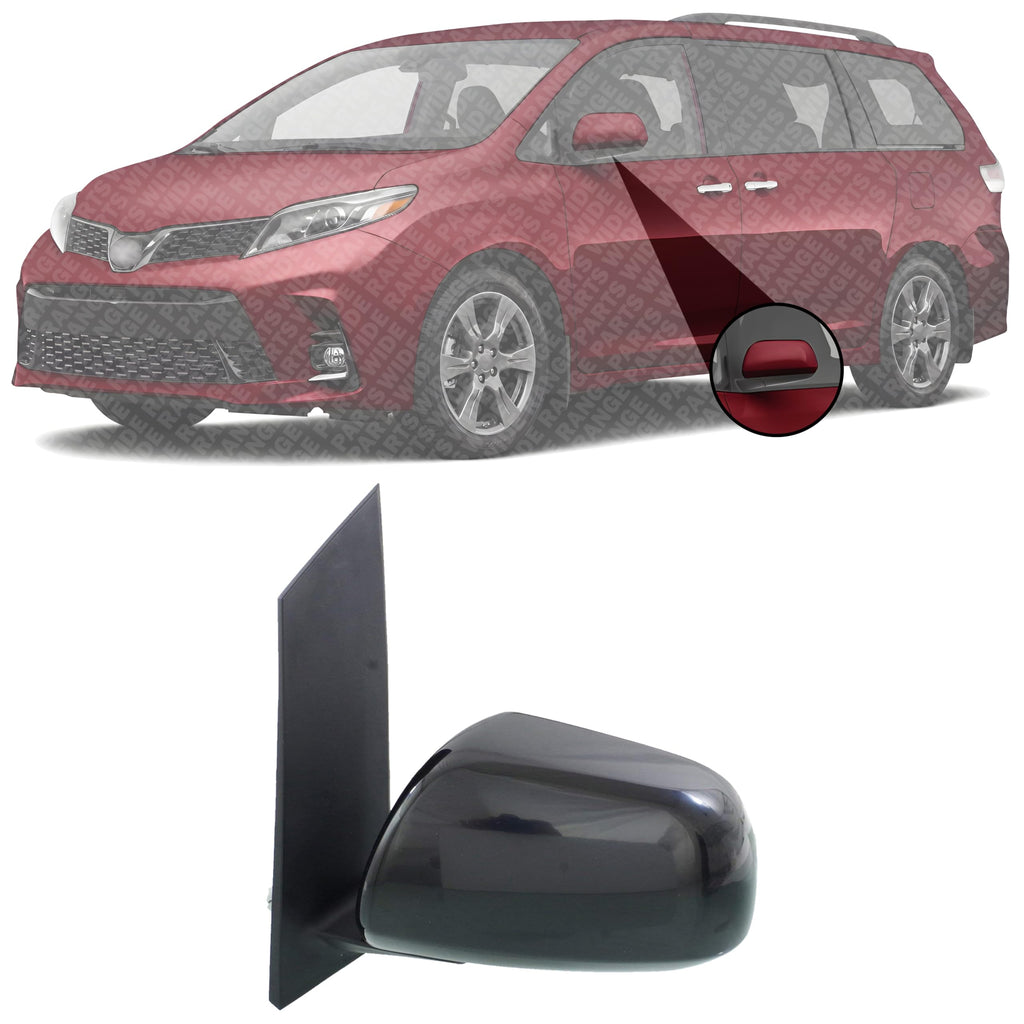 Front Power Mirror Manual Folding Heated Primed Left Driver Side, with Blind Spot Glass, LE/SE Models for 2015-2020 Toyota Sienna